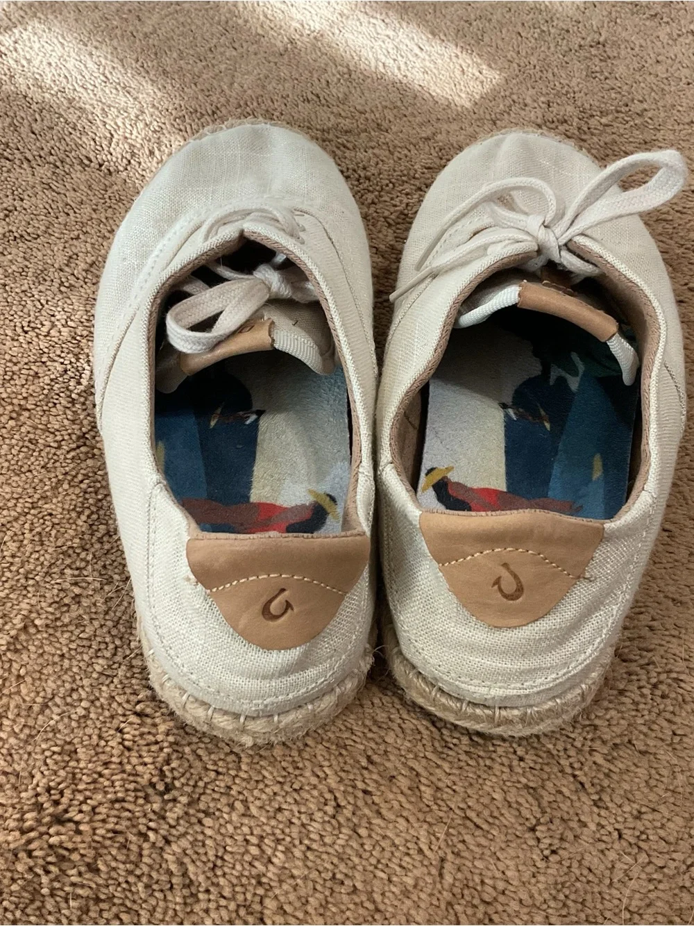 Olukai  Neutral Canvas & Leather Slip-On Sneakers Tan Size 8.5